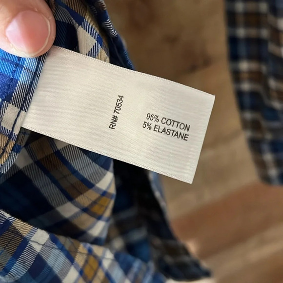 🌻 ORVIS Men’s sz M Tall Classic Fit Blue and Tan Button Down - Picture 5 of 5